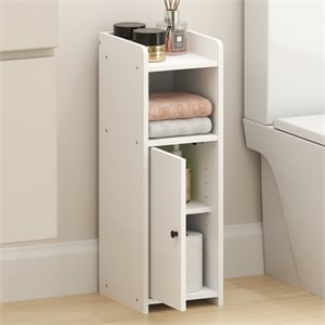 Pemberly Row 4-Tier Narrow Adjustable Shelves Bathroom Cabinet in White