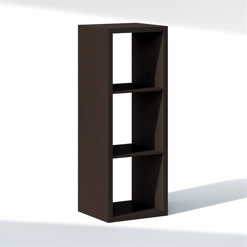 Pemberly Row 3-Cube Closet Open Organizer Extra Thick Frame in Black Dark Oak