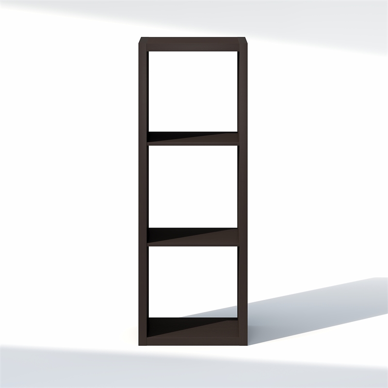 Pemberly Row 3-Cube Closet Open Organizer Extra Thick Frame in Black Dark Oak