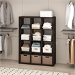 Pemberly Row 12-Cube Open Shelf Extra Thick Frame in Black Dark Oak