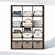 Pemberly Row 12-Cube Open Shelf Extra Thick Frame in Black Dark Oak