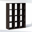 Pemberly Row 12-Cube Open Shelf Extra Thick Frame in Black Dark Oak