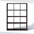 Pemberly Row 12-Cube Open Shelf Extra Thick Frame in Black Dark Oak