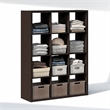 Pemberly Row 12-Cube Open Shelf Extra Thick Frame in Black Dark Oak
