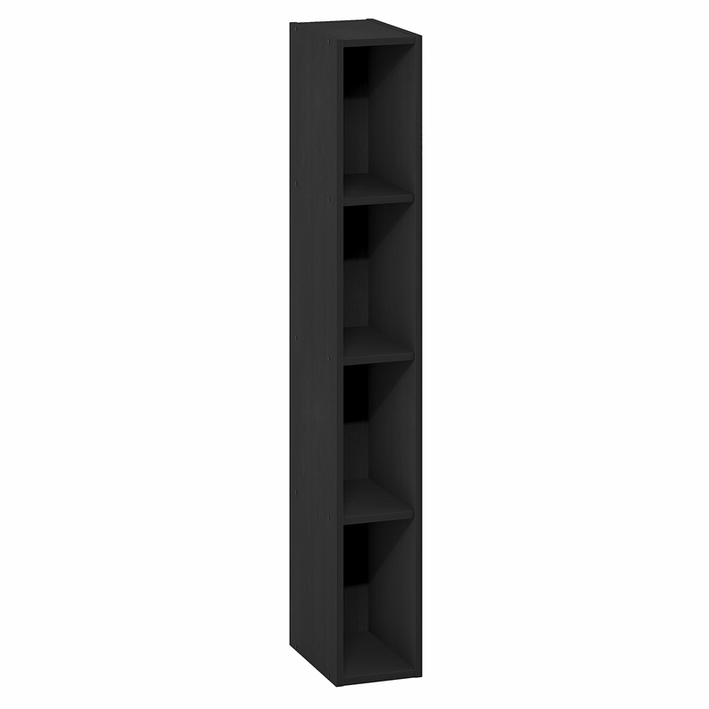 Pemberly Row 4-Tier 6-In Width Narrow Bookcase 9.3 x 5.9 x 41.6 in Blackwood
