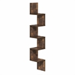 Pemberly Row 5-Tier Corner S-shape Radial Floating Book Shelf in Amber Pine