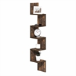 Pemberly Row 5-Tier Corner S-shape Radial Floating Book Shelf in Amber Pine