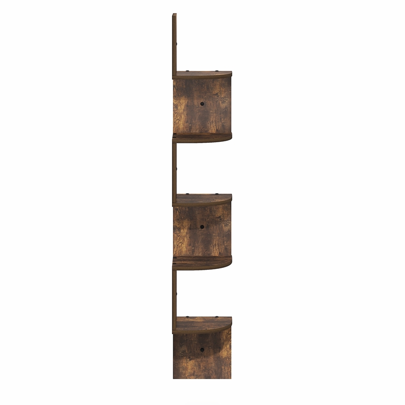 Pemberly Row 5-Tier Zigzag Corner Shelf Wall Mounted in Amber Pine