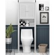 Pemberly Row Contemporary Engineered Wood Louver Door Bath Cabinet in White