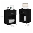 Pemberly Row Set of 2 Nightstand with Drawer and Open Shelf in Dark Americano