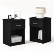 Pemberly Row Set of 2 Nightstand with Drawer and Open Shelf in Dark Americano