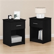 Pemberly Row Set of 2 Nightstand with Drawer and Open Shelf in Dark Americano