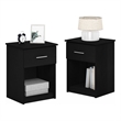 Pemberly Row Set of 2 Nightstand with Drawer and Open Shelf in Dark Americano