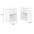 Pemberly Row Nightstand Set of 2 with Handle and Drawer in Solid White