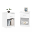 Pemberly Row Nightstand Set of 2 with Handle and Drawer in Solid White