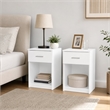 Pemberly Row Nightstand Set of 2 with Handle and Drawer in Solid White