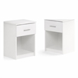 Pemberly Row Nightstand Set of 2 with Handle and Drawer in Solid White