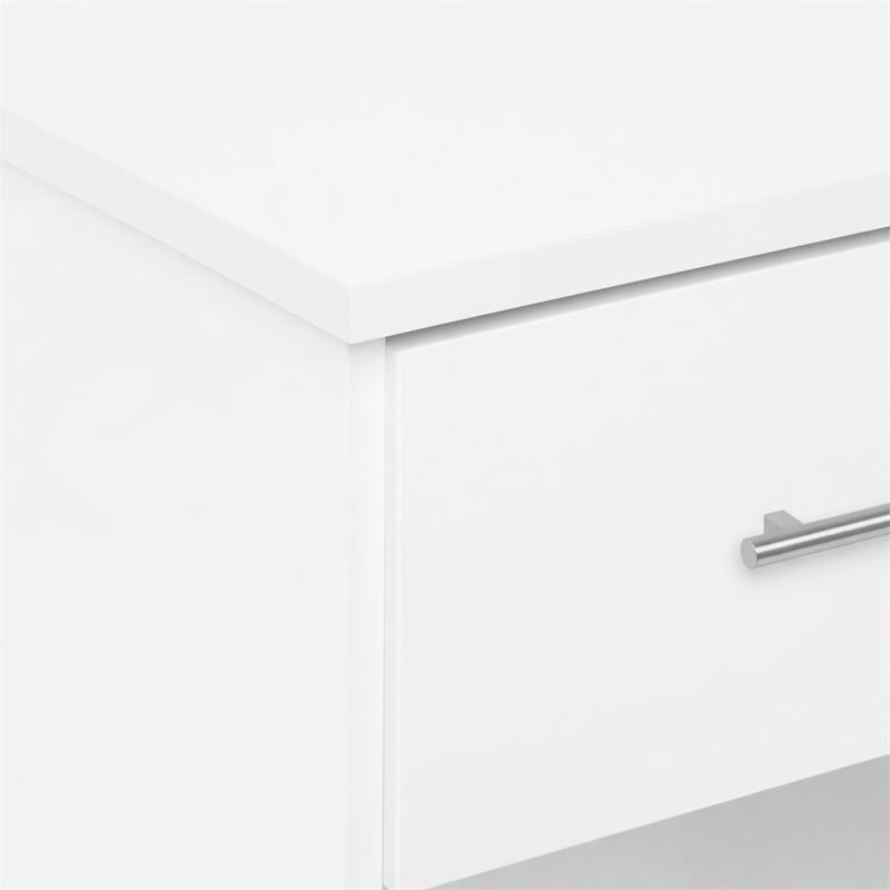 Pemberly Row Nightstand Set of 2 with Handle and Drawer in Solid White