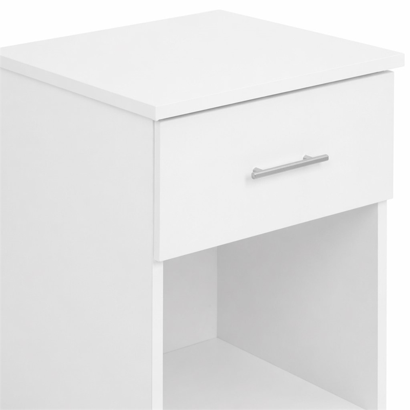 Pemberly Row Nightstand Set of 2 with Handle and Drawer in Solid White