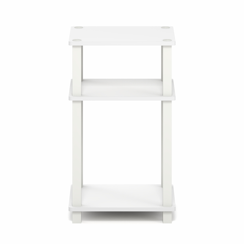 Pemberly Row 3-Tier Toolless Open Shelf End Table Square Tube in White