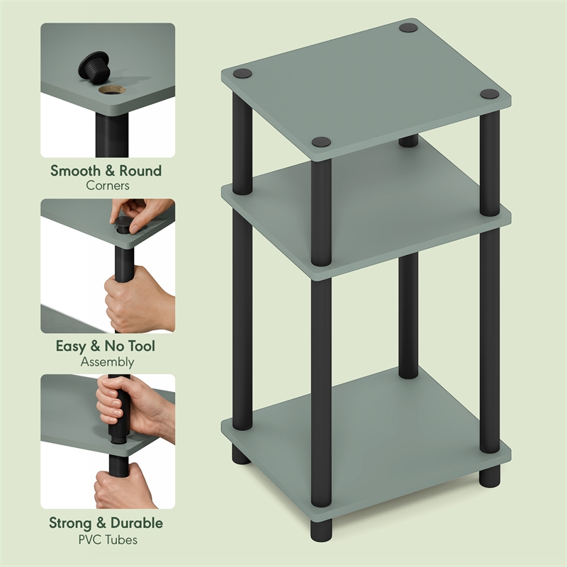 Pemberly Row 3-Tier TURN-N-TUBE Toolless Nightstand in Sage Green
