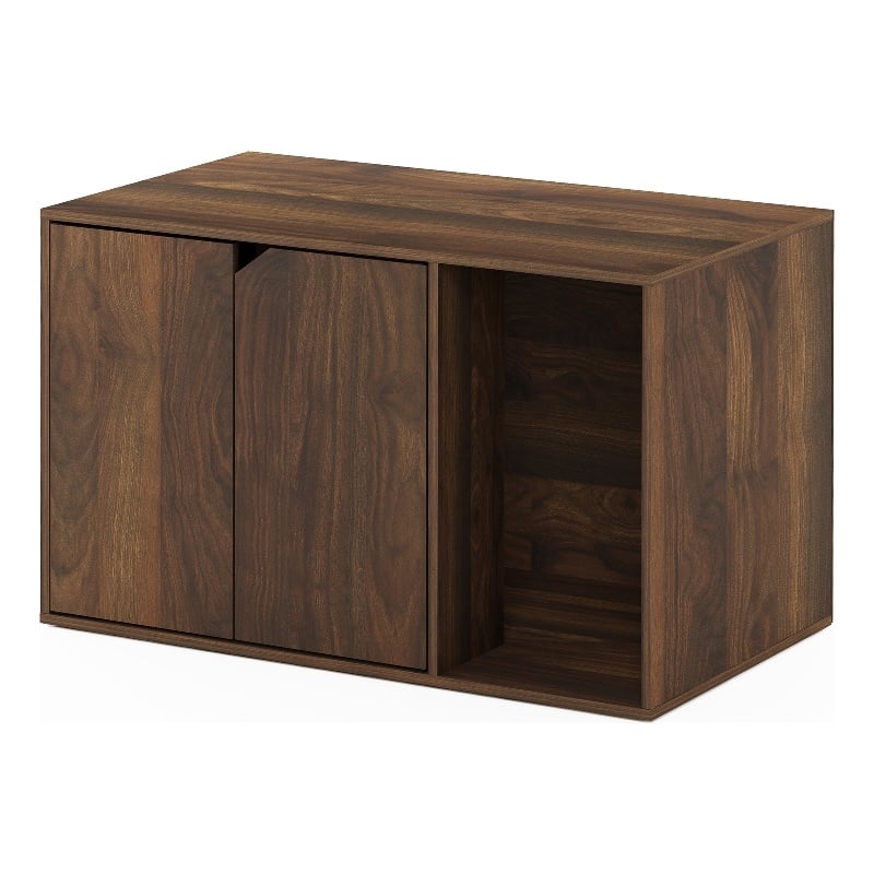 Pemberly Row Litter Box Enclosure with Storage Cabinet in Columbia Walnut