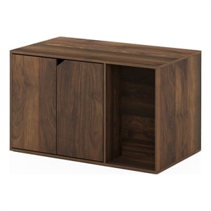 Pemberly Row Litter Box Enclosure with Storage Cabinet in Columbia Walnut