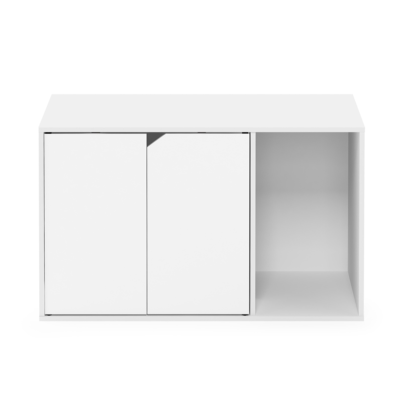Pemberly Row Litter Box Enclosure with Storage Cabinet in Solid White