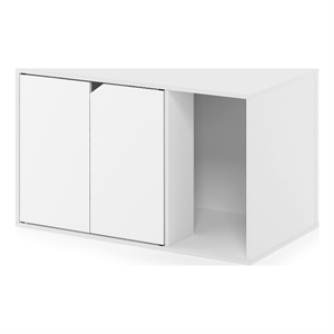 Pemberly Row Litter Box Enclosure with Storage Cabinet in Solid White