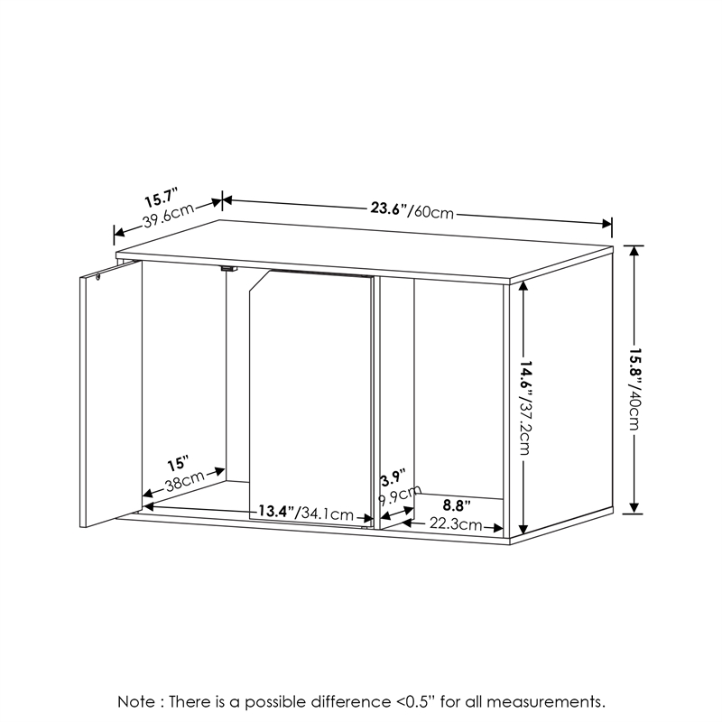 Pemberly Row Small Litter Box Enclosure with Cabinet in Americano