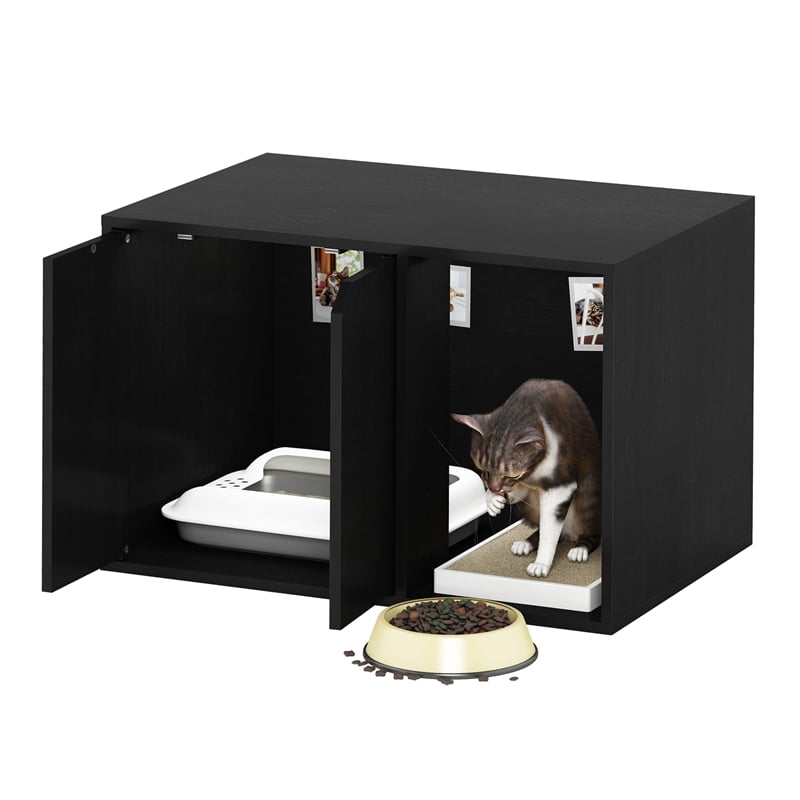 Pemberly Row Small Litter Box Enclosure with Cabinet in Americano