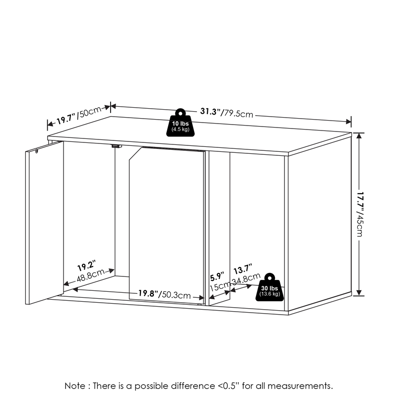 Pemberly Row Litter Box Enclosure with Storage Cabinet in Americano