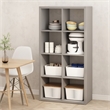 Pemberly Row 8 Cube Kitchen Island with Storage Bakers Rack in Pale Grey