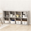 Pemberly Row 8 Cube Kitchen Island with Storage Bakers Rack in Pale Grey