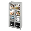 Pemberly Row 8 Cube Kitchen Island with Storage Bakers Rack in Pale Grey