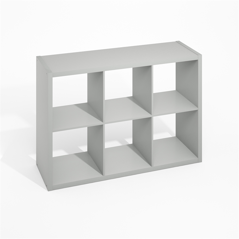 Pemberly Row 6 Cube Kitchen Storage Bakers Rack Island in Pale Grey