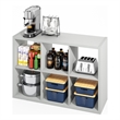 Pemberly Row 6 Cube Kitchen Storage Bakers Rack Island in Pale Grey