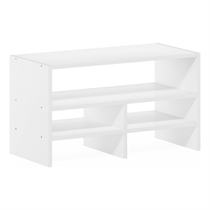 Pemberly Row Desk Top Organizing Shelf Bookcase with Compartments in White