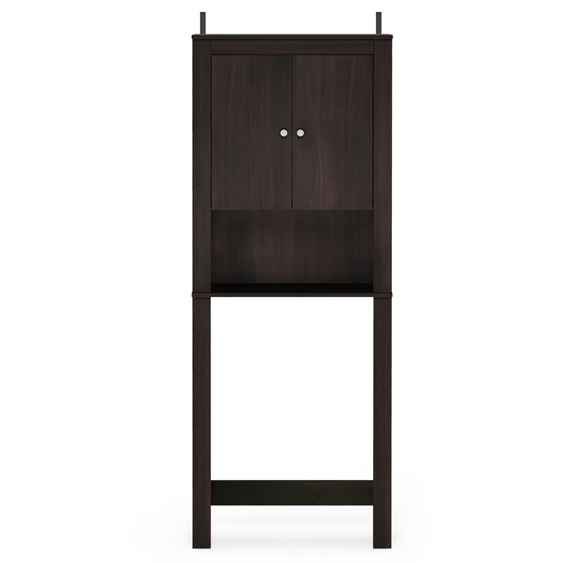 Pemberly Row Contemporary Engineered Wood Double Door Bath Cabinet in Espresso