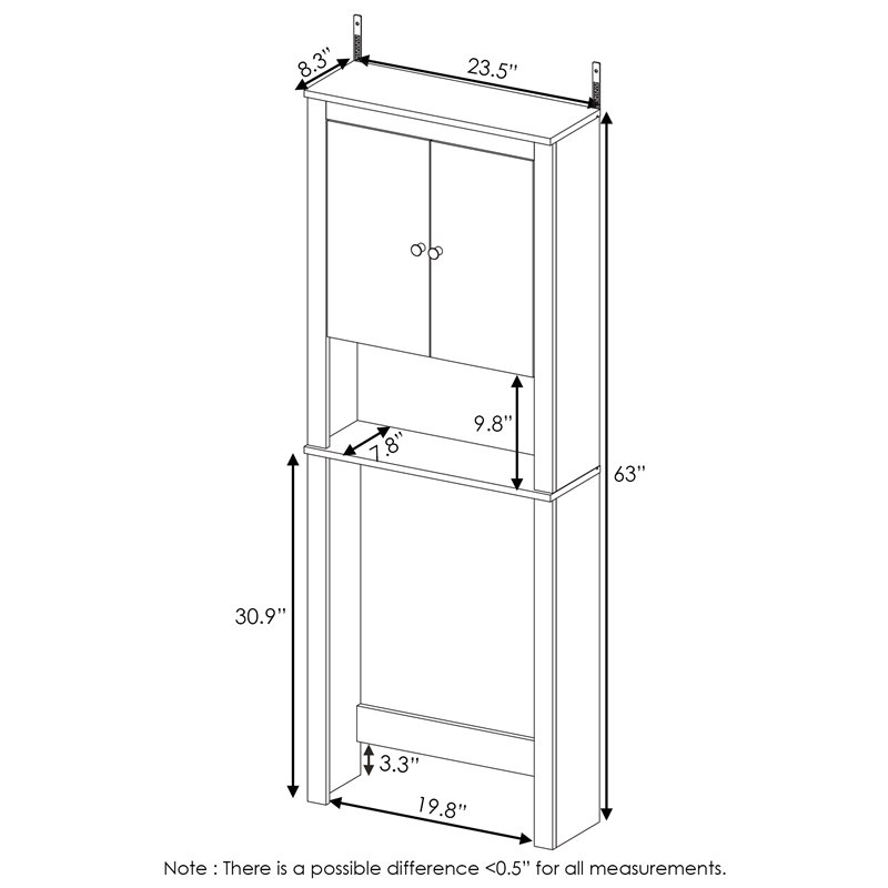 Pemberly Row Contemporary Engineered Wood Double Door Bath Cabinet in Espresso