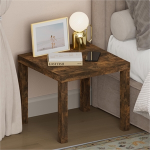Pemberly Row 1.8&quot Thick Tabletop 4-leg Square Nightstand in Amber Pine