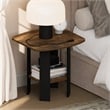 Pemberly Row 2 Tier Round Corner Nightstand with Storage Shelf in Amber Pine