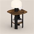 Pemberly Row 2 Tier Round Corner Nightstand with Storage Shelf in Amber Pine