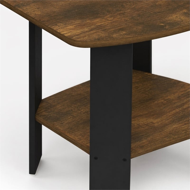 Pemberly Row 2 Tier Round Corner Nightstand with Storage Shelf in Amber Pine