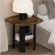Pemberly Row 2 Tier Round Corner Nightstand with Storage Shelf in Amber Pine