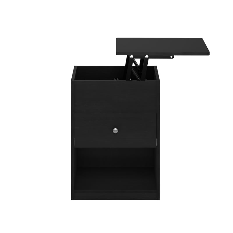 Pemberly Row Lift Top Nightstand with Hidden Storage in Americano