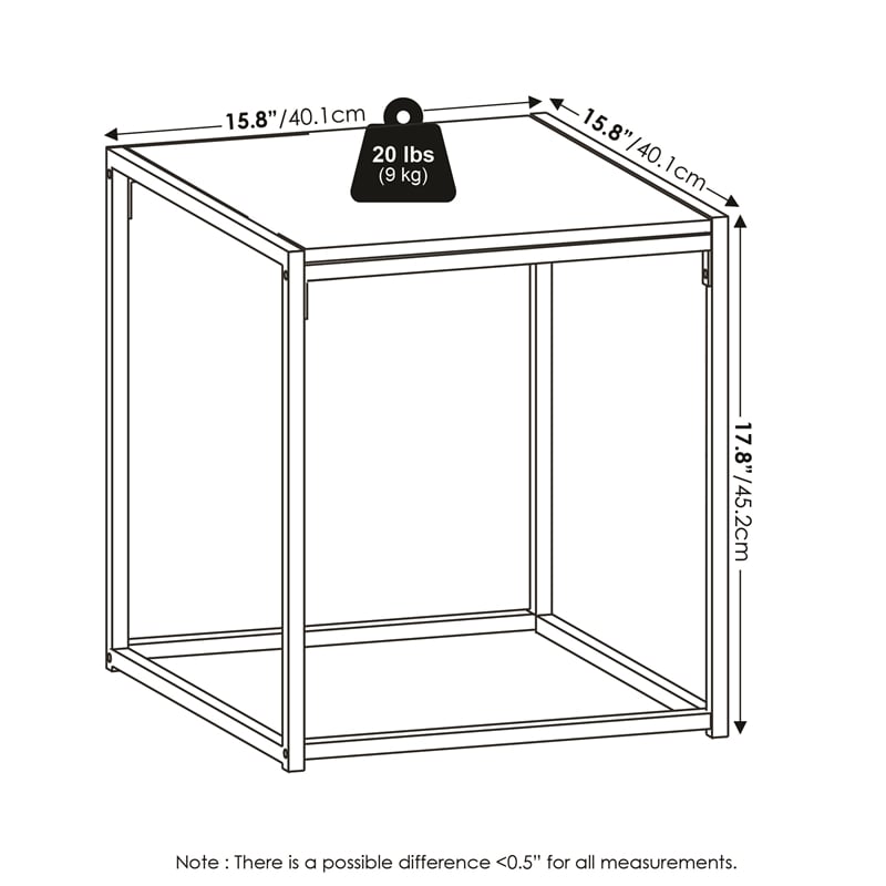 Pemberly Row Set of 2 Square End Table with Metal Frame in White