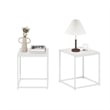 Pemberly Row Set of 2 Square End Table with Metal Frame in White