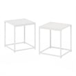 Pemberly Row Set of 2 Square End Table with Metal Frame in White