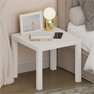 Pemberly Row 1.8&quot Thick Tabletop Thick Frame 4-leg Square Nightstand in White